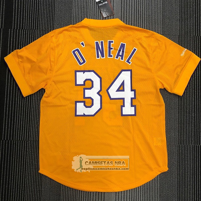 Camiseta Manga Corta Los Angeles Lakers Shaquille O'Neal NO 34 Amarillo